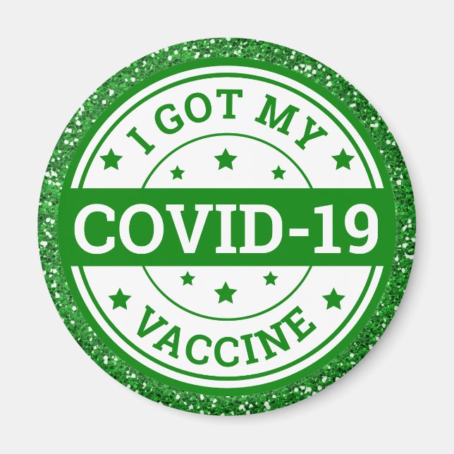 Imán Me Puse La Vacuna Covid-19 Brillo Verde (Frente)