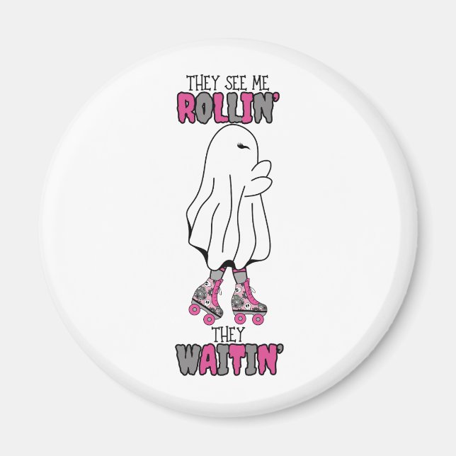 Imán Me ven revoloteando esperando el fantasma retro ro (Frente)