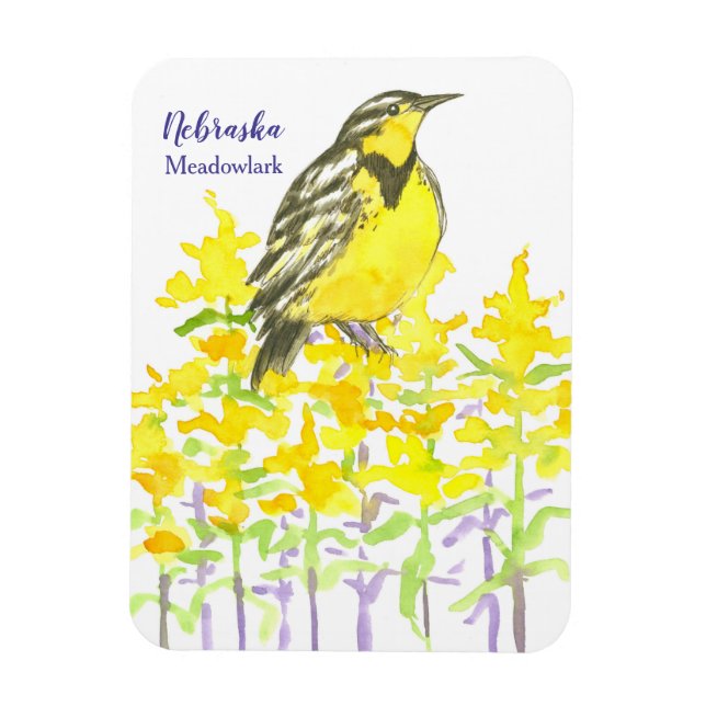 Imán Meadowlark Occidental Goldenrod Yellow Wildflower (Vertical)