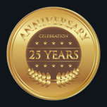 Imán Medalla de oro de los 25 años<br><div class="desc">25 años de celebración del premio de oro con una corona de laurel.</div>