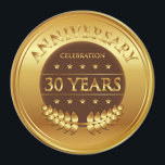 Imán Medalla de Oro de Treinta Años<br><div class="desc">30 años de celebración del oro con una corona de laurel.</div>