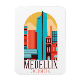 Imán Medellín Colombia Vintage Cityscape