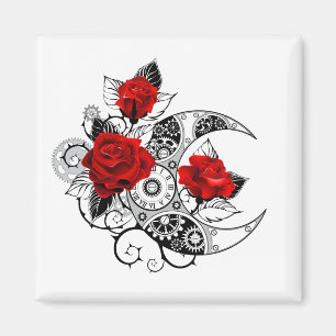 Imán Media luna mecánica con rosas rojas