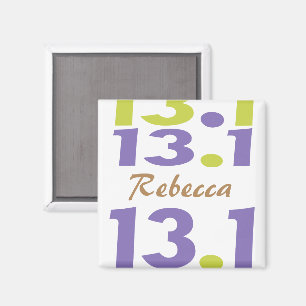 Imán Media maratón personalizada de 13.1