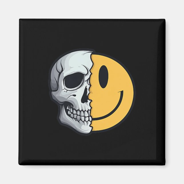 Imán Media Skeleton Smile Face Rave Skeleton 70s 80s 90 (Frente)