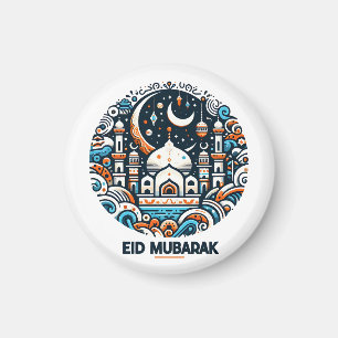 Imán Medialuna dorada y Eid Mubarak islámico de lintern