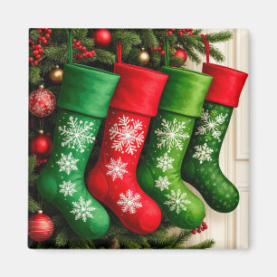 Imán Medias de Navidad Coloridas Colgando Juntas
