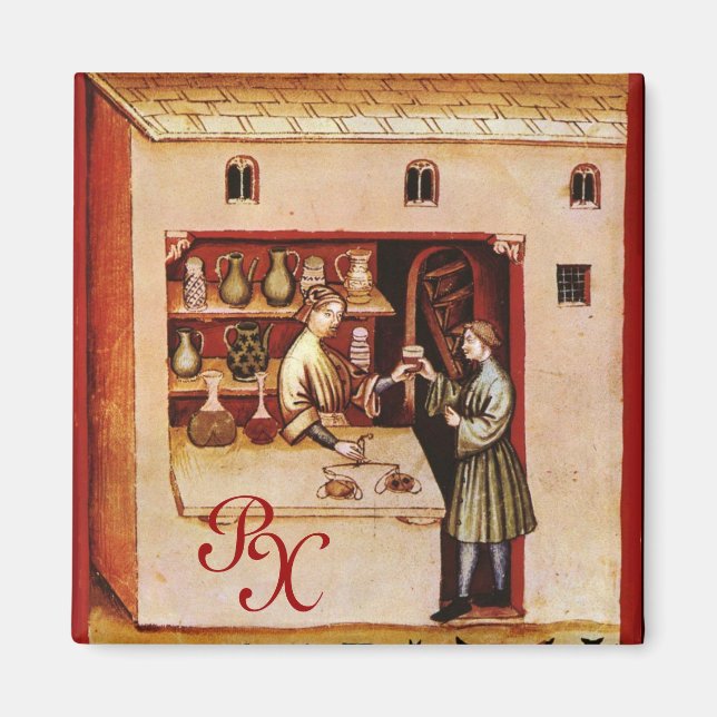 Imán Medicamento antiFARMACÉUTICO, farmacia, monograma (Frente)