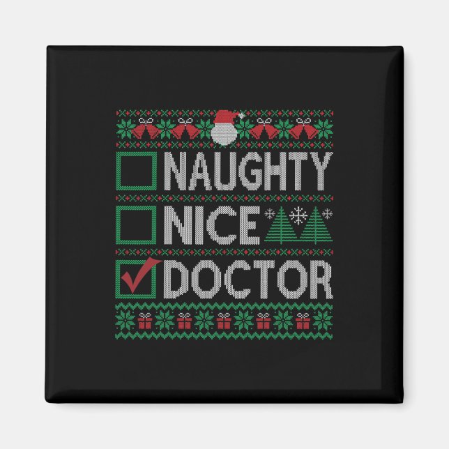 Imán Médicas Navidades de Naughty Lista Suéter (Frente)