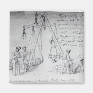 Imán Medición del peso de piedras en la calle de