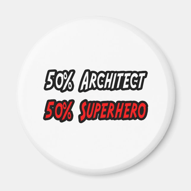 Imán Medio arquitecto mitad superhéroe (Frente)