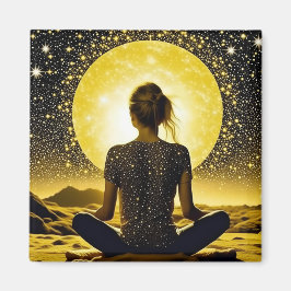 Imán Meditación femenina bajo la luna celestial