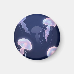 Imán Medusa Iridescente Brillante Azul Profundo Rosa