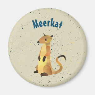 Imán Meerkat acuarela sobre fondo beige