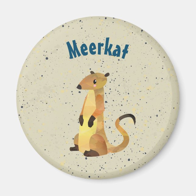 Imán Meerkat acuarela sobre fondo beige (Frente)
