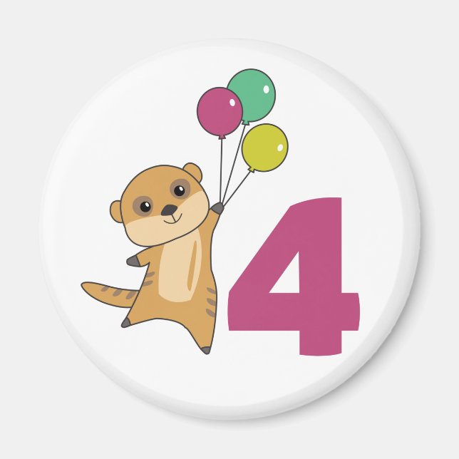 Imán Meerkat Cuarto Balón de Cumpleaños Niños Magnet (Frente)