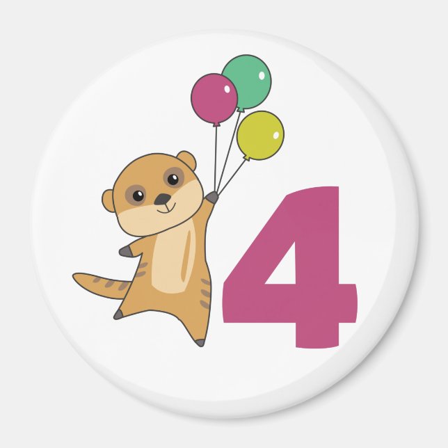 Imán Meerkat Cuarto Balón de Cumpleaños Niños Magnet (Frente)