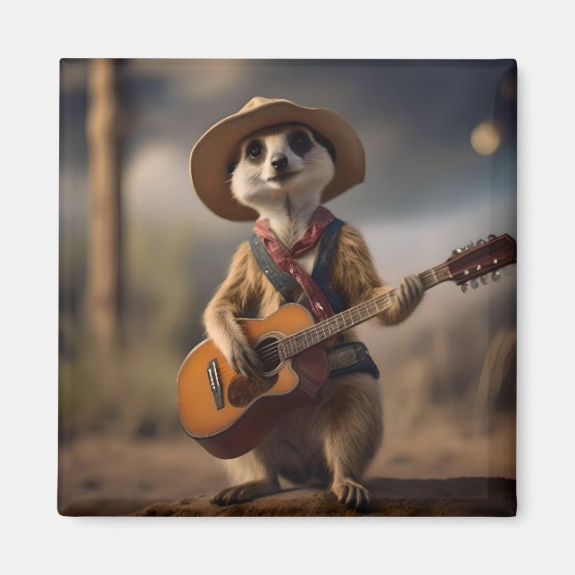 Imán Meerkat Strumming A Country Lullaby, (Frente)
