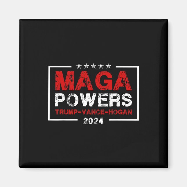 Imán Mega Potencias Trump Vance Hogan 2024 Funny patrió (Frente)