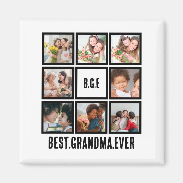 Imán Mejor Abuela Personalizada De 8 Collages de fotos (Frente)