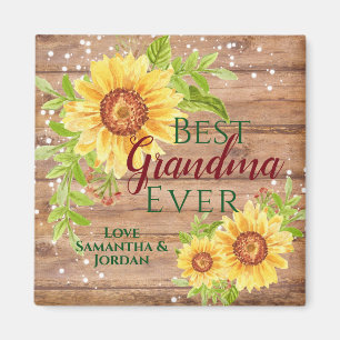 Imán Mejor Abuela Rústica de Girasol Floral