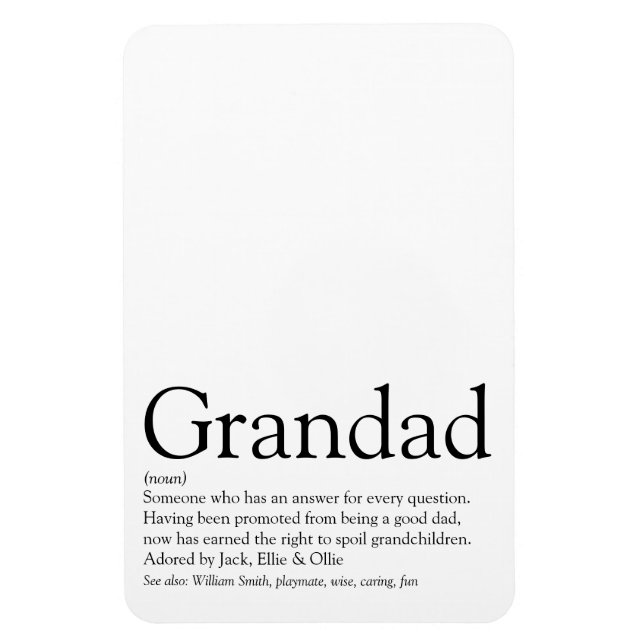 Imán Mejor abuelo, abuelo, abuelo, definición de papá (Vertical)