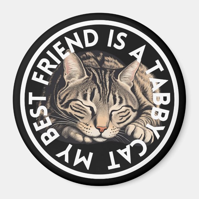 Imán Mejor Amigo Tabby Cat (Frente)