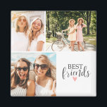 Imán Mejor Amigos Moda Moderna Foto de guión de BFF<br><div class="desc">Un imán fotográfico de los mejores amigos con espacio para 3 fotos. Personalízalo con fotos de lo mejor. Diseñado para ti por Blackberry Boulevard.</div>