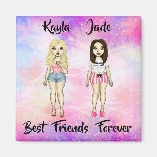 Imán Mejor Amigos Personalizado de Brunette y Blonde pa