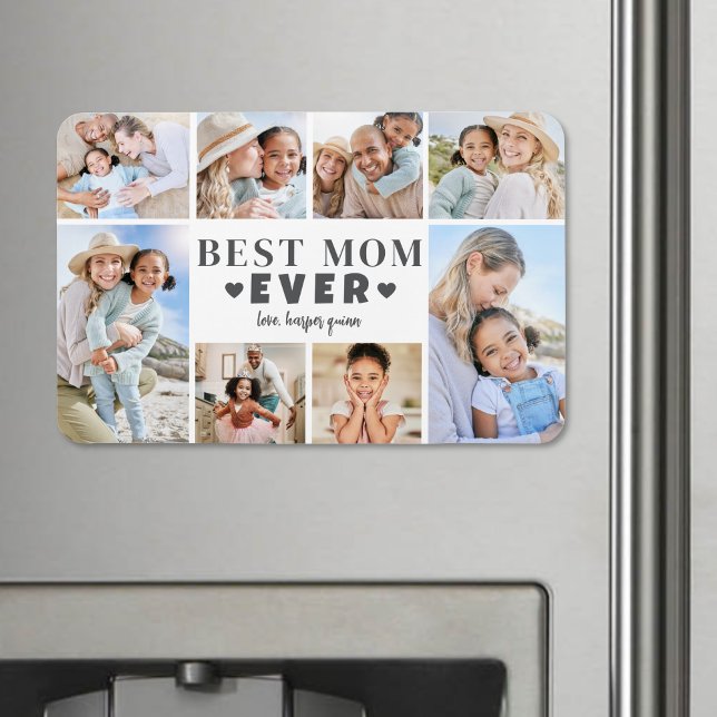 Imán Mejor Colage de Fotos de Mamá (Best Mom Photo Collage Magnet)
