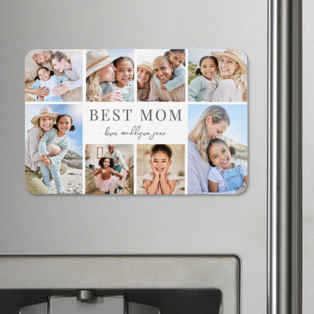 Imán Mejor Colage de Fotos de Mamá (Simple Best Mom Photo Collage Magnet)