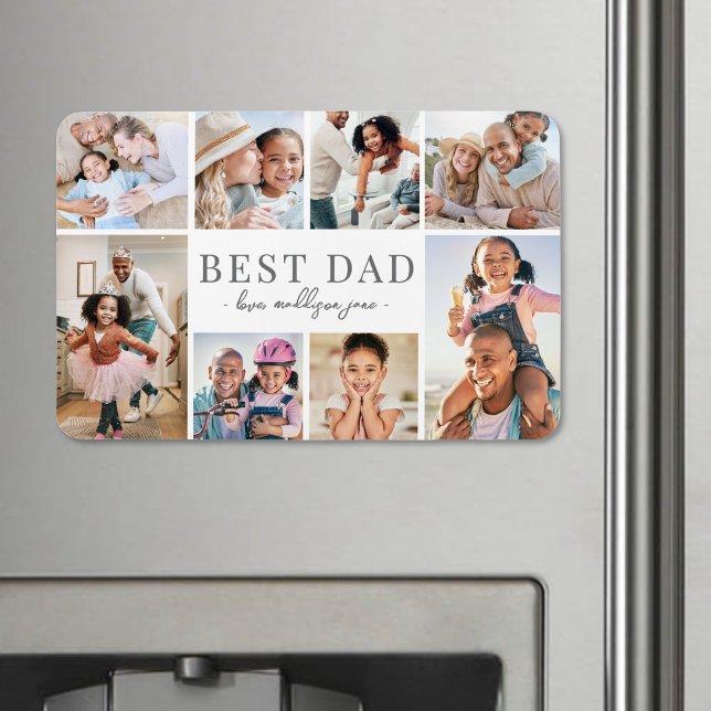 Imán Mejor Colage de Fotos de Papá (Simple Best Dad Collage Magnet)