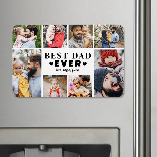 Imán Mejor Collage de Fotos de Papá (Best Dad Photo Collage Magnet)