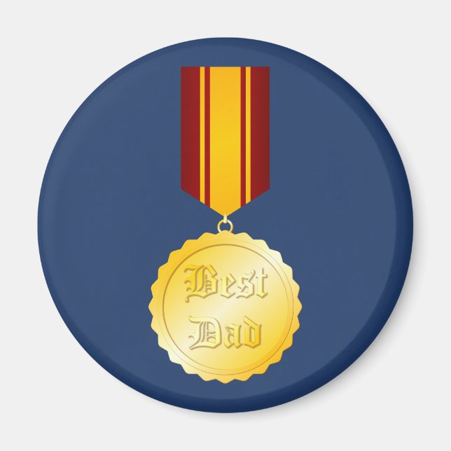 Imán Mejor Día del Padre en Brooch de Medalla de Papá (Frente)