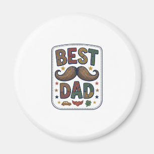 Imán Mejor diseño de padre con bigote vintage vector_1