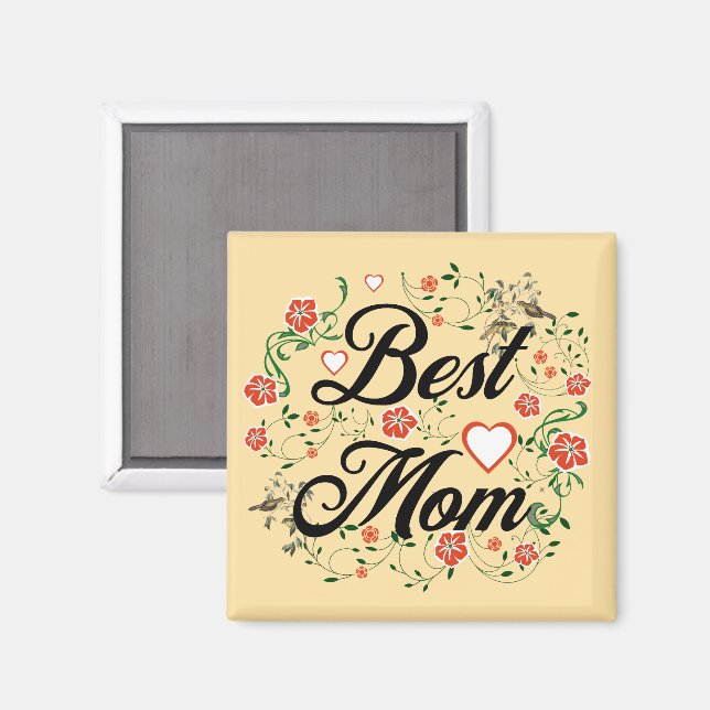 Imán Mejor Diseño Floral Elegante De Mamá (Anverso/Reverso)