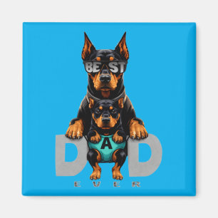 Imán Mejor Doberman Padre Genial Perro Padre Con Cachor
