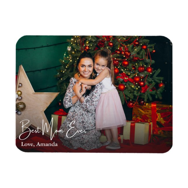 Imán Mejor foto de mamá siempre simple Personalizado (Horizontal)