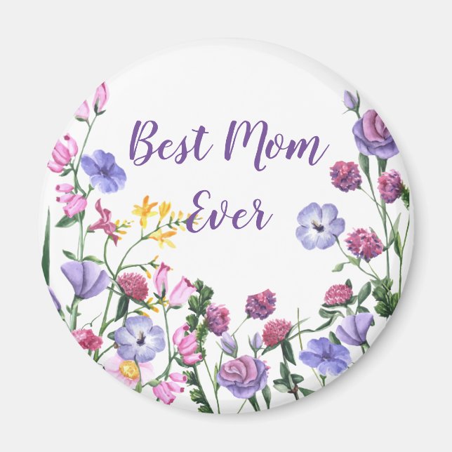 Imán Mejor Mamá Cita Flores Jardín de Verano (Frente)