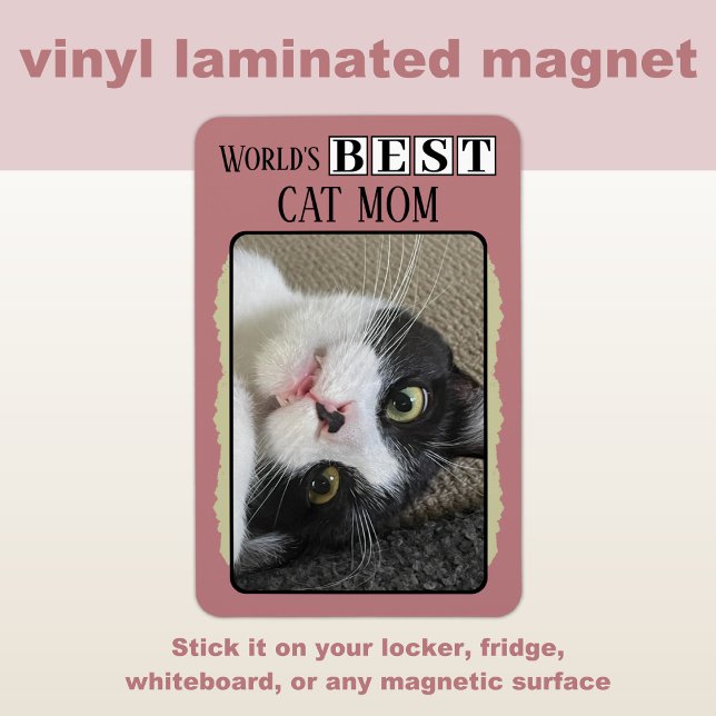 Imán Mejor mamá de gato añadir foto rosa verde (Subido por el creador)
