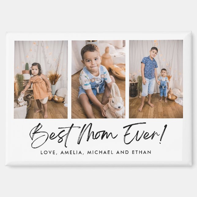 Imán Mejor Mamá De Tres Fotografías Magníficas (Anverso)