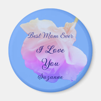 Imán Mejor Mamá del Mundo Rosa Blanca Personalizada