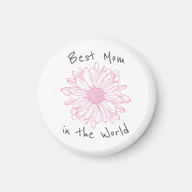 Imán Mejor Mamá En El Mundo De La Flora Rosa (Frente)