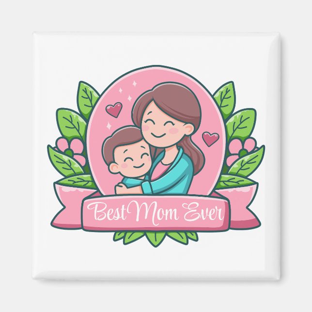 Imán Mejor Mamá, Mamá Y Niño, Personalizado (Frente)
