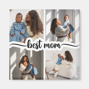 Imán Mejor Mamá Personalizada 4 Collage de fotos