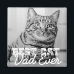 Imán Mejor Mascota de papá de gato moderno en la histor<br><div class="desc">Este diseño simple y clásico se compone de tipografía de la serif y agrega una foto personalizado</div>