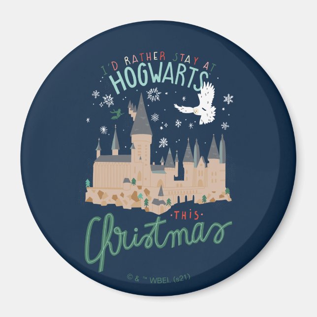 Imán Mejor Me Quedo En Hogwarts Esta Navidad (Frente)