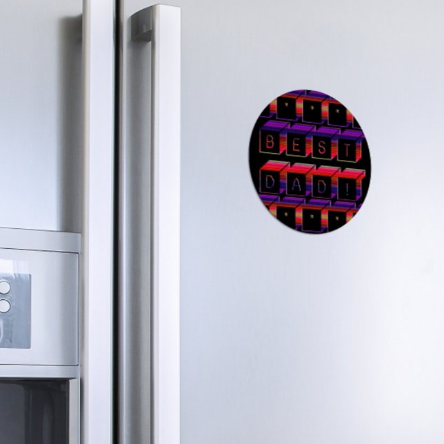 Imán Mejor papá bloquea texto rojo y púrpura (Subido por el creador)