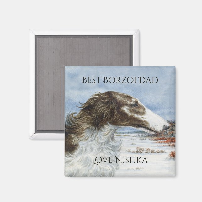 Imán Mejor Papá Borzoi Personalizado (Anverso/Reverso)