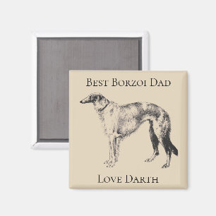 Imán Mejor Papá Borzoi Personalizado